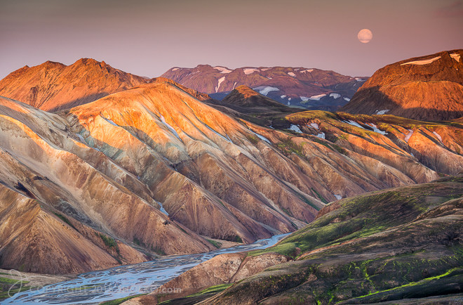 Super Moon Rising at Landmannalaugar Iceland